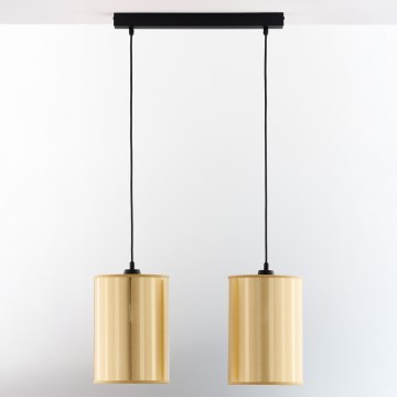 Jupiter 2091 - Pendelleuchte CORTINA mit Kabel 2xE27/15W/230V gold/schwarz