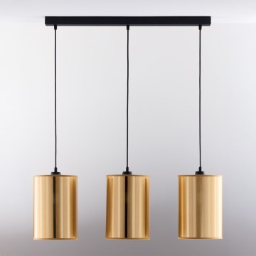 Jupiter 2092 - Pendelleuchte CORTINA 3xE27/15W/230V mit Seilaufhängung gold/schwarz