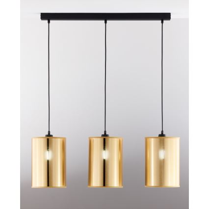 Jupiter 2092 - Pendelleuchte CORTINA 3xE27/15W/230V mit Seilaufhängung gold/schwarz