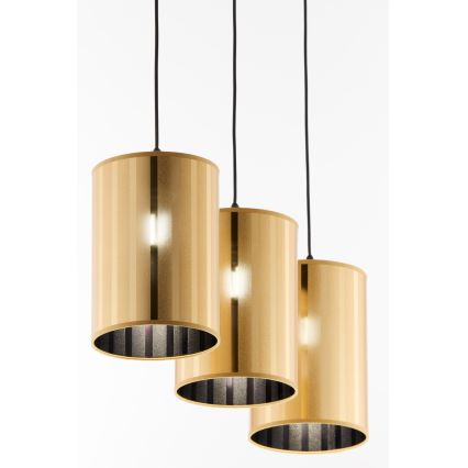 Jupiter 2092 - Pendelleuchte CORTINA 3xE27/15W/230V mit Seilaufhängung gold/schwarz