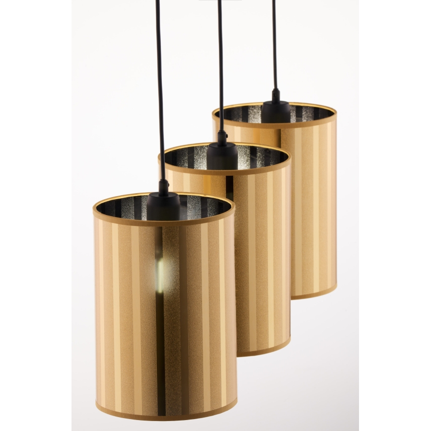 Jupiter 2092 - Pendelleuchte CORTINA 3xE27/15W/230V mit Seilaufhängung gold/schwarz