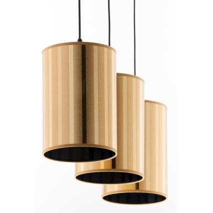 Jupiter 2092 - Pendelleuchte CORTINA 3xE27/15W/230V mit Seilaufhängung gold/schwarz