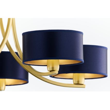 Jupiter 2094 - Kronleuchter an Kette ARTHUR 5xE27/15W/230V blau/gold