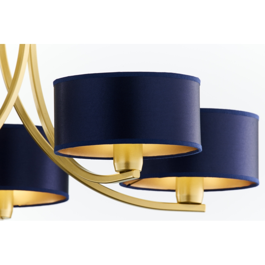 Jupiter 2094 - Kronleuchter an Kette ARTHUR 5xE27/15W/230V blau/gold