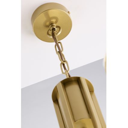 Jupiter 2095 - Kronleuchter an Kette ARTHUR 6xE27/15W/230V blau/gold