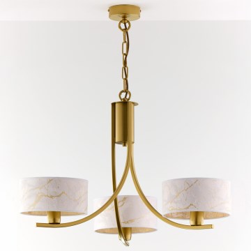 Jupiter 2096 - Kronleuchter an Kette ARTHUR 3xE27/15W/230V weiß/gold/Marmor-Dekor