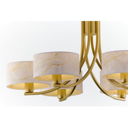 Jupiter 2098 - Kronleuchter an Kette ARTHUR 6xE27/15W/230V weiß/gold/Marmor-Dekor