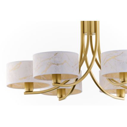 Jupiter 2098 - Kronleuchter an Kette ARTHUR 6xE27/15W/230V weiß/gold/Marmor-Dekor