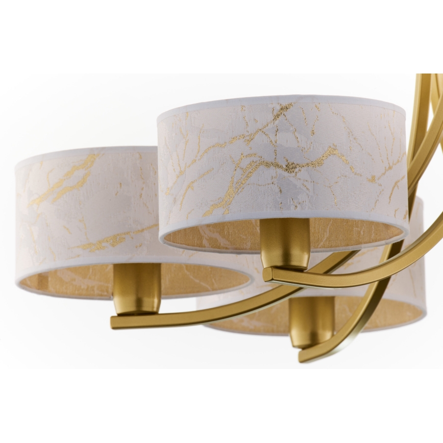 Jupiter 2098 - Kronleuchter an Kette ARTHUR 6xE27/15W/230V weiß/gold/Marmor-Dekor