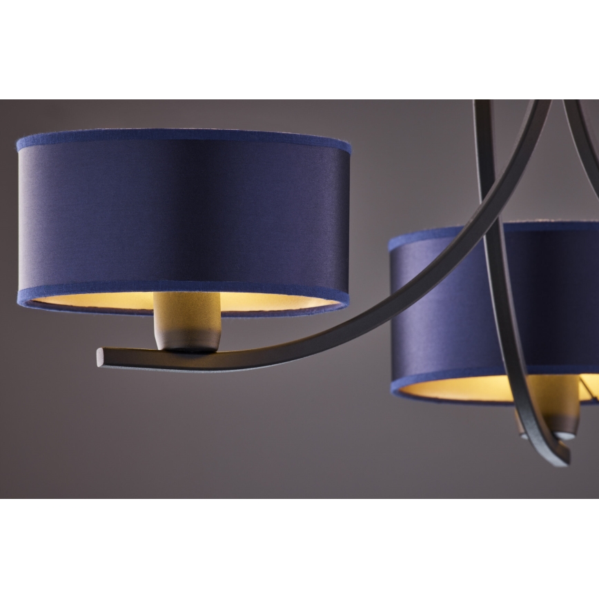 Jupiter 2099 - Kronleuchter an Kette ARTHUR 3xE27/15W/230V blau/schwarz