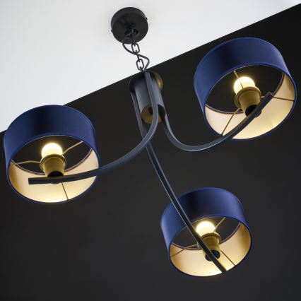 Jupiter 2099 - Kronleuchter an Kette ARTHUR 3xE27/15W/230V blau/schwarz