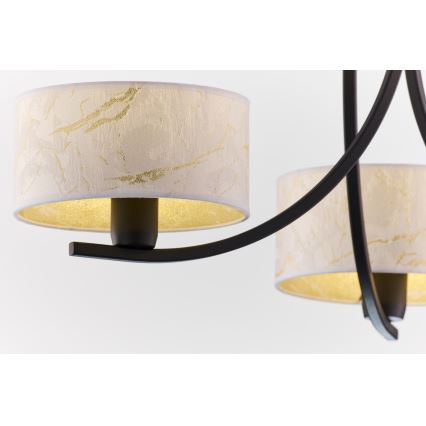 Jupiter 2103 - Kronleuchter an Kette ARTHUR 3xE27/15W/230V weiß/schwarz/Marmor-Dekor