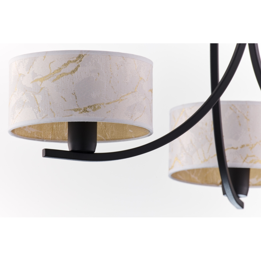 Jupiter 2103 - Kronleuchter an Kette ARTHUR 3xE27/15W/230V weiß/schwarz/Marmor-Dekor