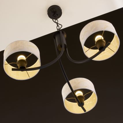 Jupiter 2103 - Kronleuchter an Kette ARTHUR 3xE27/15W/230V weiß/schwarz/Marmor-Dekor