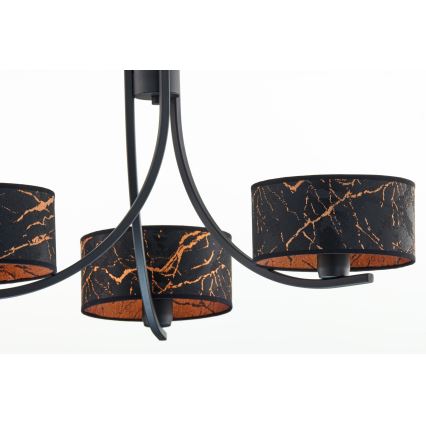 Jupiter 2106 - Kettenleuchter ARTHUR 3xE27/15W/230V schwarz/orange/Marmor-Dekor