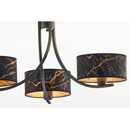 Jupiter 2106 - Kettenleuchter ARTHUR 3xE27/15W/230V schwarz/orange/Marmor-Dekor