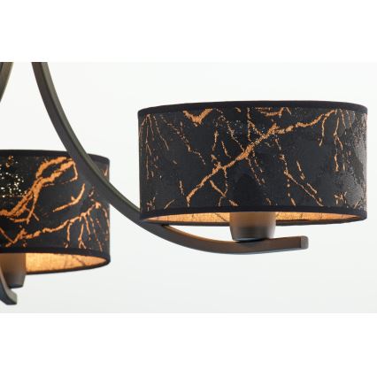 Jupiter 2106 - Kettenleuchter ARTHUR 3xE27/15W/230V schwarz/orange/Marmor-Dekor
