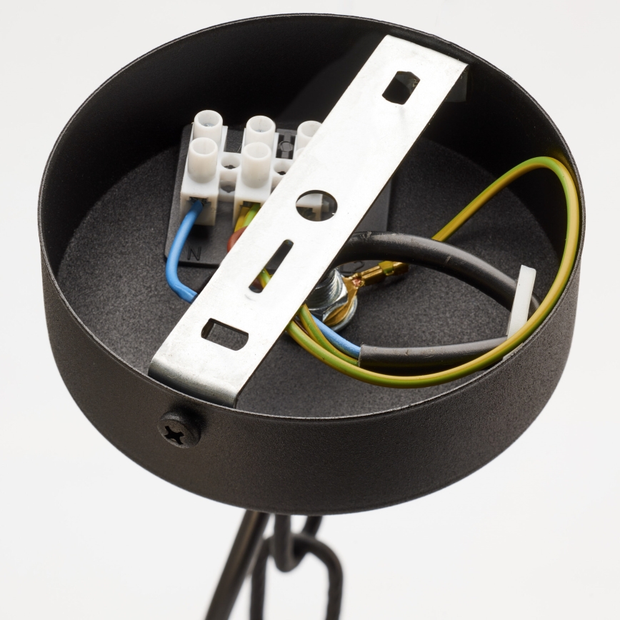 Jupiter 2107 - Kronleuchter an Kette ARTHUR 5xE27/15W/230V schwarz/orange/Marmordekor