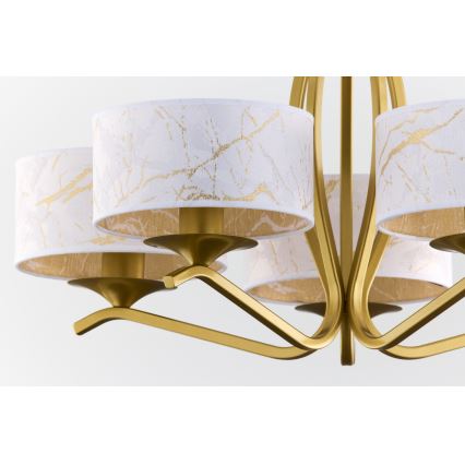 Jupiter 2110 - KASZMIR Stab-Pendelleuchte 5xE27/15W/230V weiß/gold/Marmor-Optik