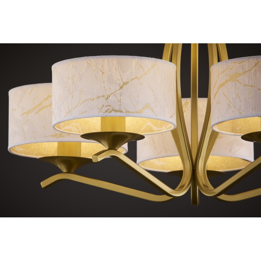 Jupiter 2110 - KASZMIR Stab-Pendelleuchte 5xE27/15W/230V weiß/gold/Marmor-Optik