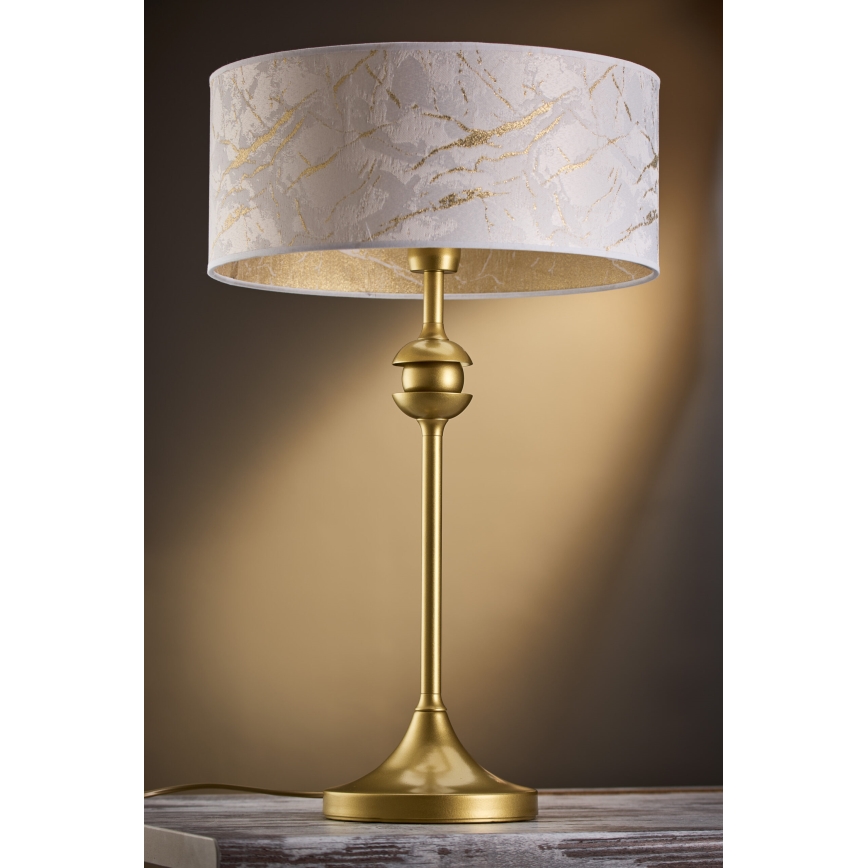 Jupiter 2112 - Tischlampe KASZMIR 1xE27/15W/230V weiß/gold/Marmor-Optik