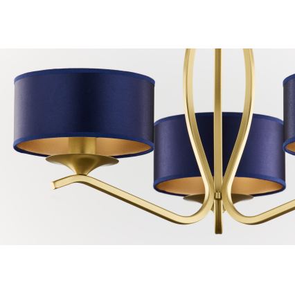 Jupiter 2113 - Pendelleuchte mit Stange KASZMIR 3xE27/15W/230V blau/gold