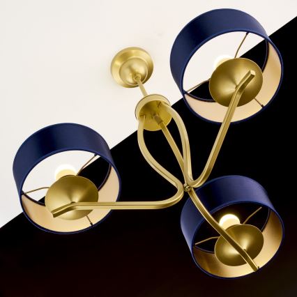 Jupiter 2113 - Pendelleuchte mit Stange KASZMIR 3xE27/15W/230V blau/gold