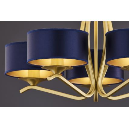 Jupiter 2114 - Deckenleuchte mit Stange KASZMIR 5xE27/15W/230V blau/gold