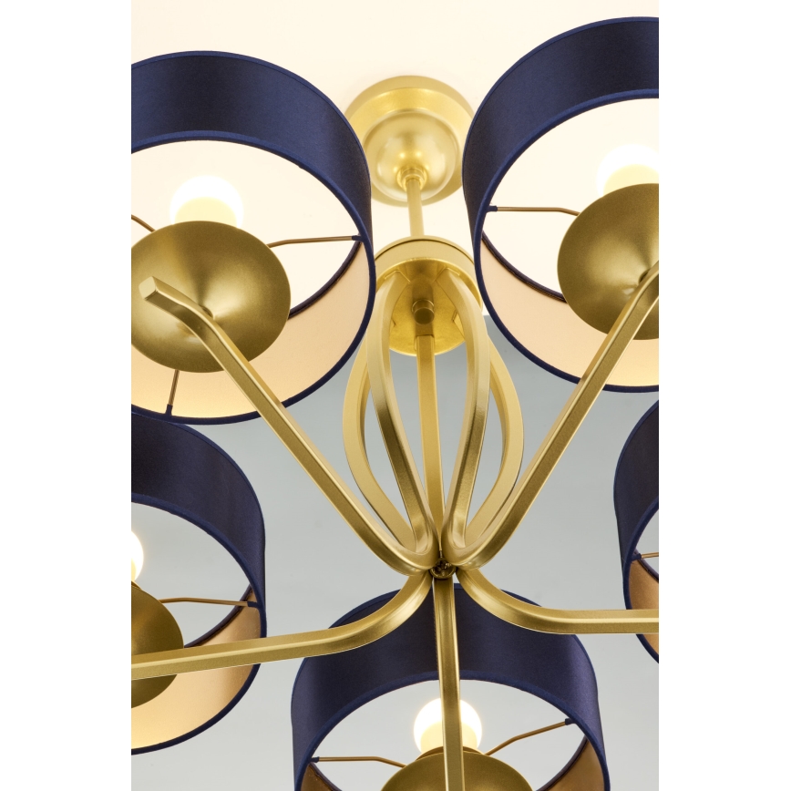 Jupiter 2114 - Deckenleuchte mit Stange KASZMIR 5xE27/15W/230V blau/gold