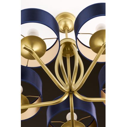 Jupiter 2114 - Deckenleuchte mit Stange KASZMIR 5xE27/15W/230V blau/gold