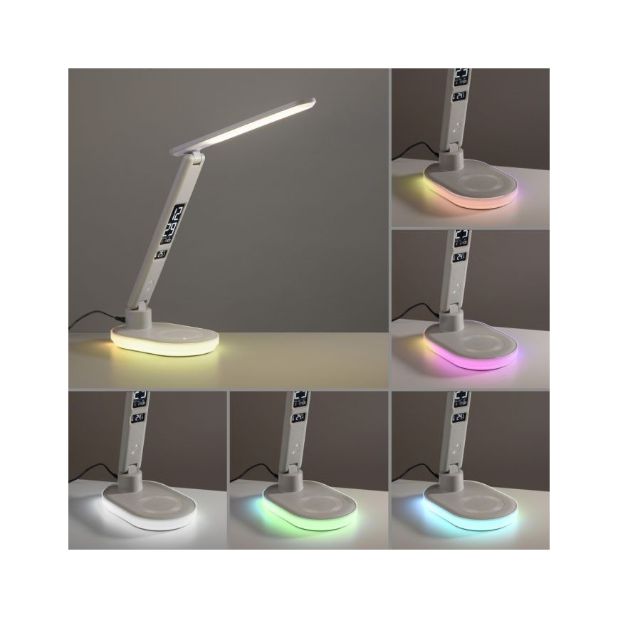 JUST LIGHT. 11018-16 - LED RGBW dimmbare Touch-Tischlampe mit kabellosem Laden TINA LED/4W/230V weiß