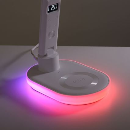 JUST LIGHT. 11018-16 - LED RGBW dimmbare Touch-Tischlampe mit kabellosem Laden TINA LED/4W/230V weiß