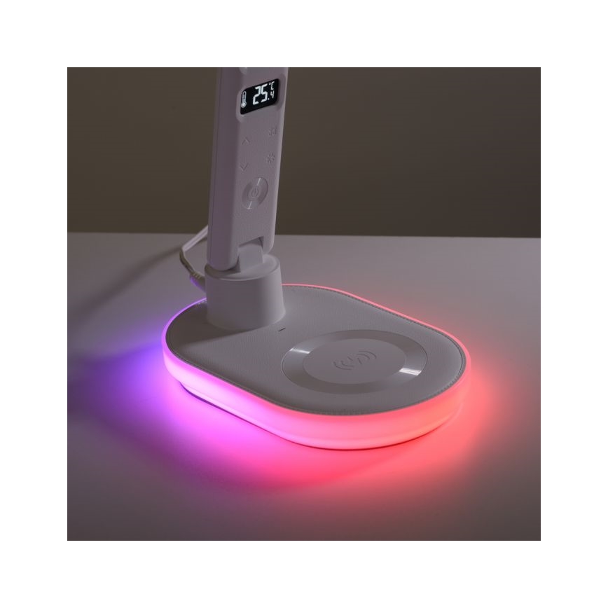 JUST LIGHT. 11018-16 - LED RGBW dimmbare Touch-Tischlampe mit kabellosem Laden TINA LED/4W/230V weiß
