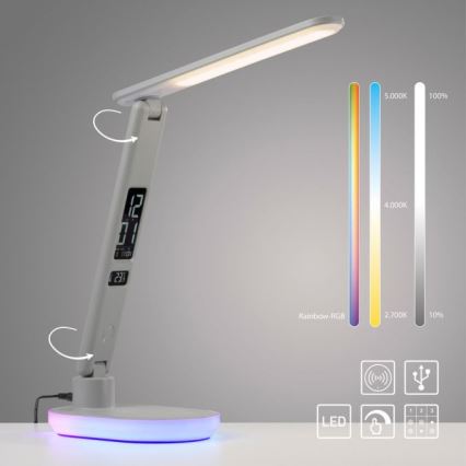 JUST LIGHT. 11018-16 - LED RGBW dimmbare Touch-Tischlampe mit kabellosem Laden TINA LED/4W/230V weiß
