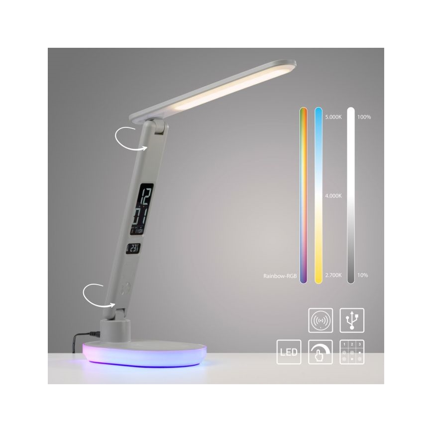 JUST LIGHT. 11018-16 - LED RGBW dimmbare Touch-Tischlampe mit kabellosem Laden TINA LED/4W/230V weiß