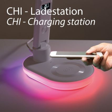 JUST LIGHT. 11018-16 - LED RGBW dimmbare Touch-Tischlampe mit kabellosem Laden TINA LED/4W/230V weiß