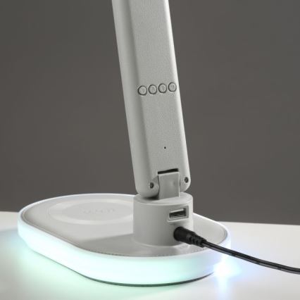 JUST LIGHT. 11018-16 - LED RGBW dimmbare Touch-Tischlampe mit kabellosem Laden TINA LED/4W/230V weiß