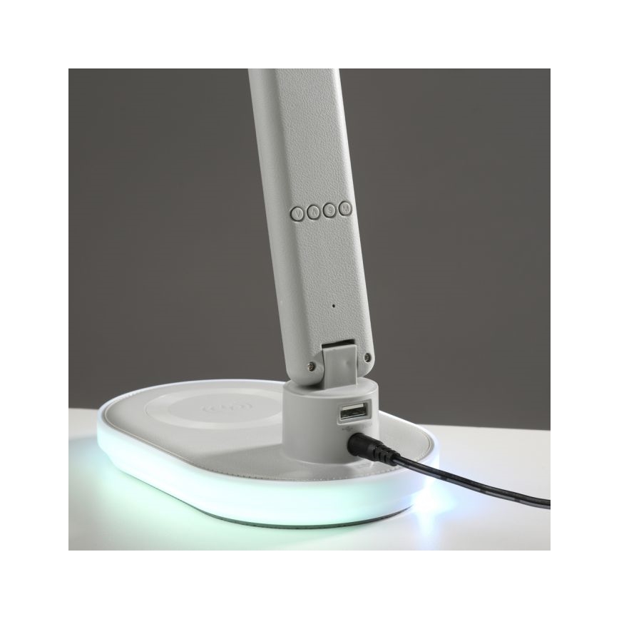 JUST LIGHT. 11018-16 - LED RGBW dimmbare Touch-Tischlampe mit kabellosem Laden TINA LED/4W/230V weiß