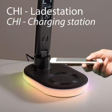 JUST LIGHT. 11018-18 - LED RGBW Tischlampe, per Touch dimmbar, mit kabelloser Ladefunktion TINA LED/4W/230V schwarz