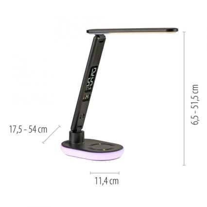 JUST LIGHT. 11018-18 - LED RGBW Tischlampe, per Touch dimmbar, mit kabelloser Ladefunktion TINA LED/4W/230V schwarz