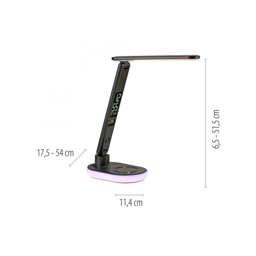JUST LIGHT. 11018-18 - LED RGBW Tischlampe, per Touch dimmbar, mit kabelloser Ladefunktion TINA LED/4W/230V schwarz