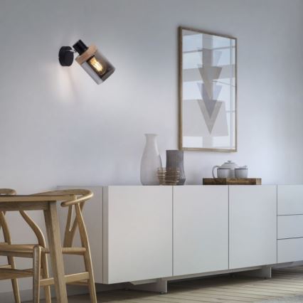 JUST LIGHT. 11311-18 - Wandstrahler PASQUAL 1xE27/40W/230V schwarz/Gummibaum