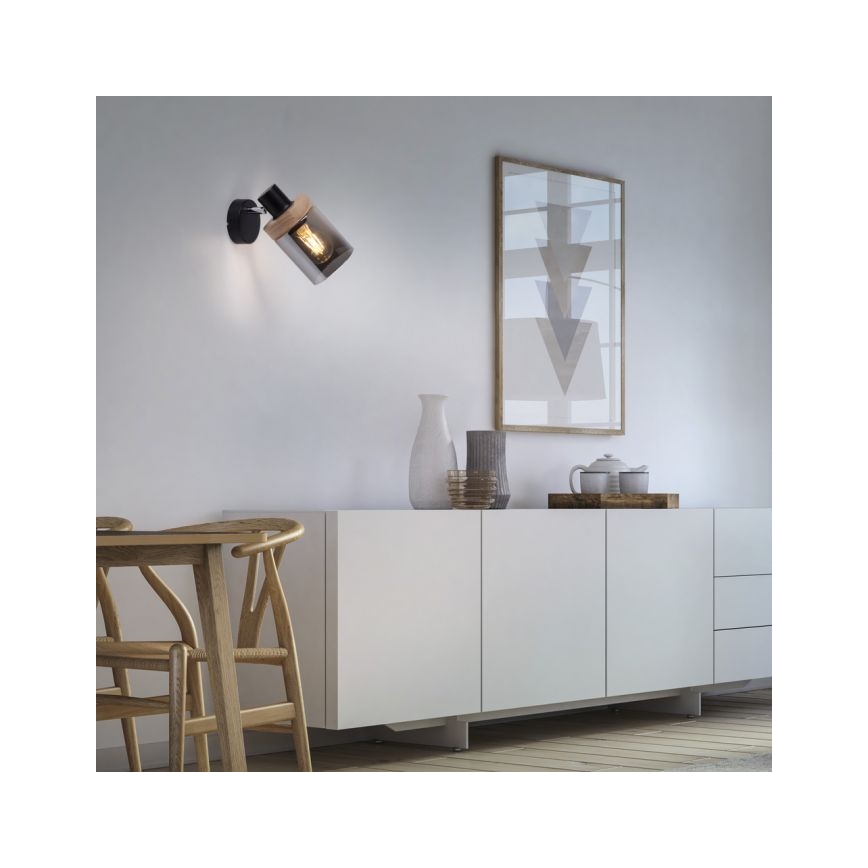 JUST LIGHT. 11311-18 - Wandstrahler PASQUAL 1xE27/40W/230V schwarz/Gummibaum