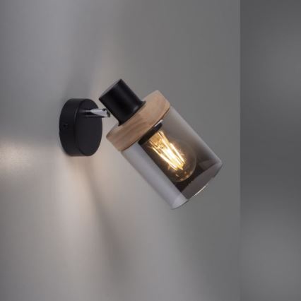 JUST LIGHT. 11311-18 - Wandstrahler PASQUAL 1xE27/40W/230V schwarz/Gummibaum