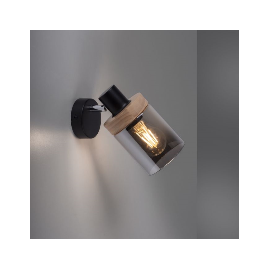 JUST LIGHT. 11311-18 - Wandstrahler PASQUAL 1xE27/40W/230V schwarz/Gummibaum