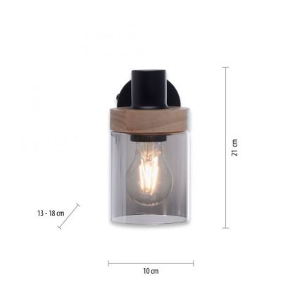 JUST LIGHT. 11311-18 - Wandstrahler PASQUAL 1xE27/40W/230V schwarz/Gummibaum