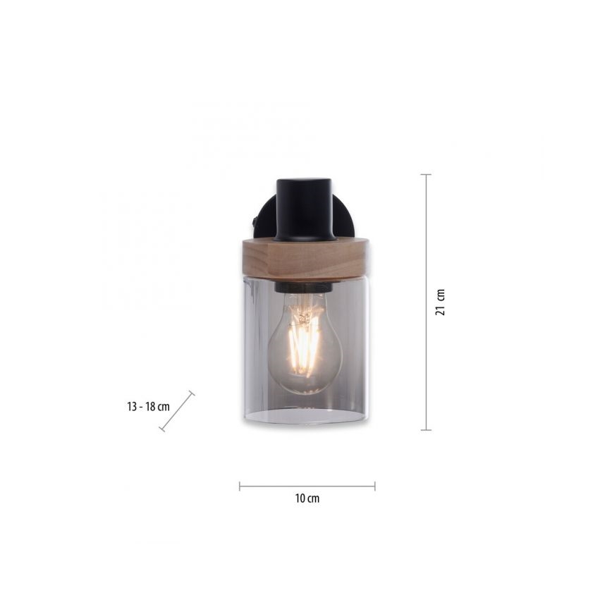 JUST LIGHT. 11311-18 - Wandstrahler PASQUAL 1xE27/40W/230V schwarz/Gummibaum