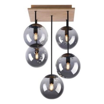 JUST LIGHT. 11395-79 - Deckenleuchte an Stange WIDOW 5xE14/25W/230V Eiche