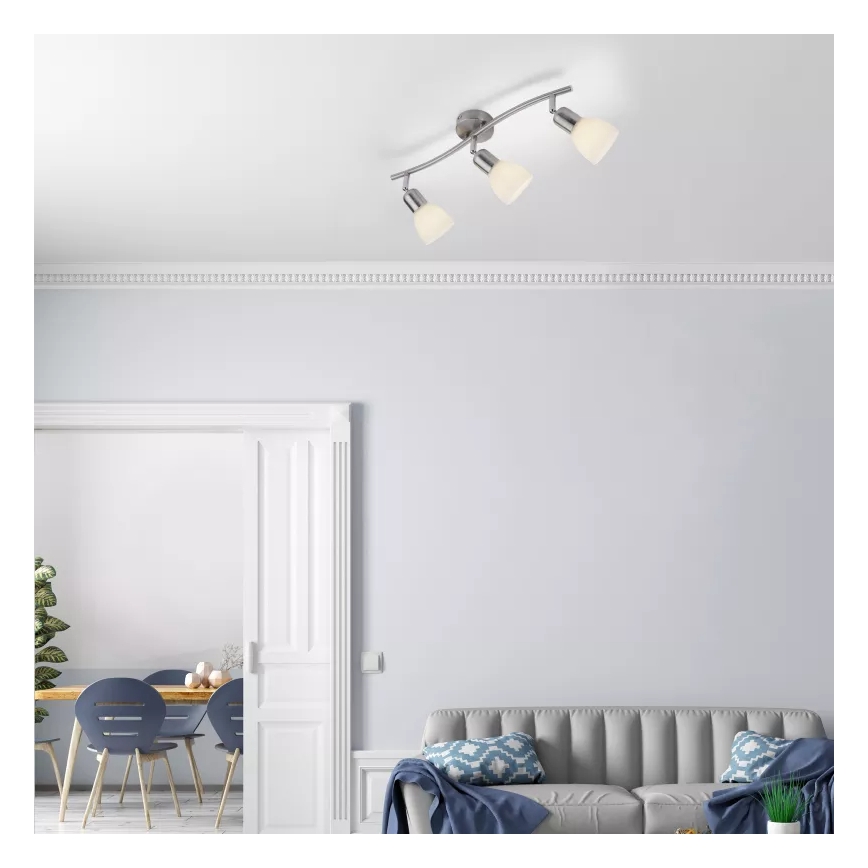 JUST LIGHT. 11953-55 - Spotleuchte KARO 3xE14/40W/230V matt-chrom