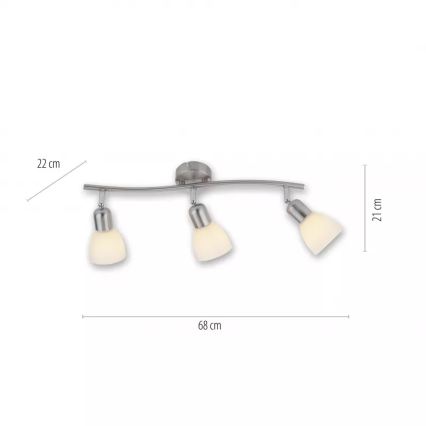 JUST LIGHT. 11953-55 - Spotleuchte KARO 3xE14/40W/230V matt-chrom